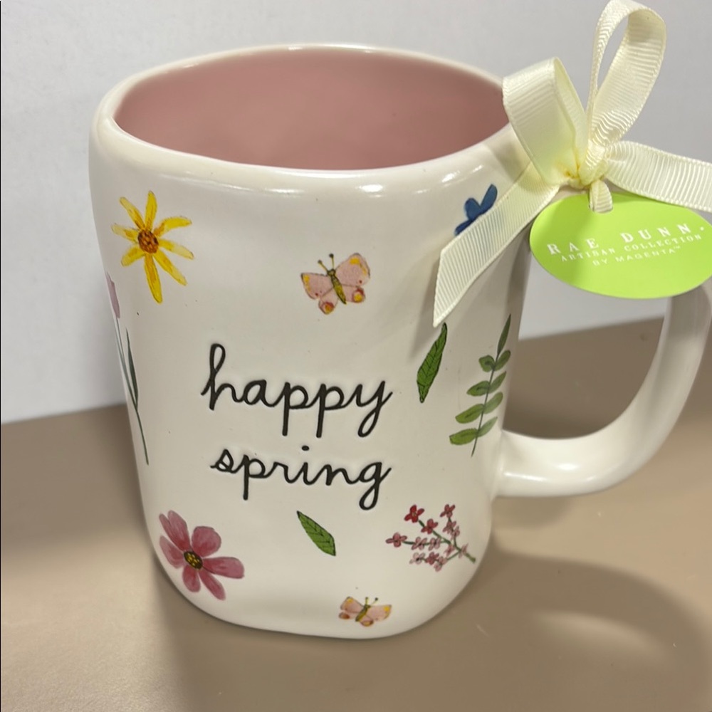 Rae Dunn Happy Spring Mug - Cream and Pink
